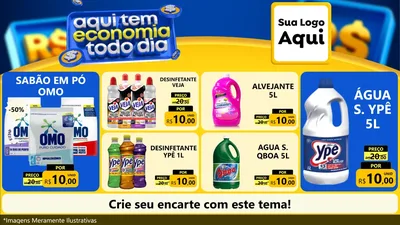 Modelo de TV para TV Horizontal com o tema Aqui Tem Economia Todo Dia para Produtos de Limpeza