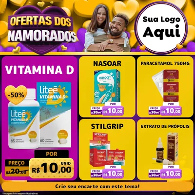Modelo de Rede Social para Feed Facebook com o tema Oferta Dos Namorados para Farmácia