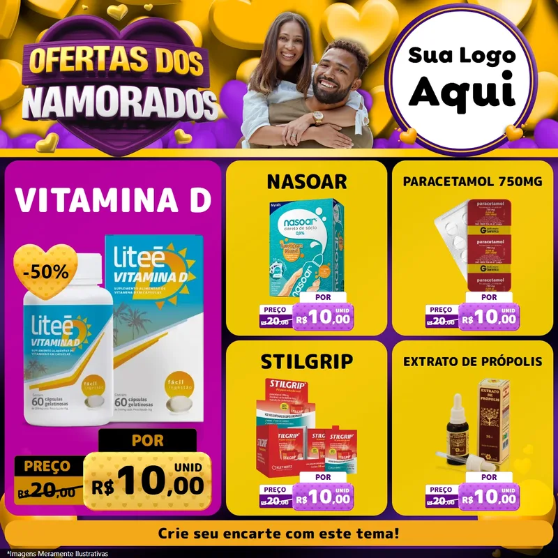 Modelo de Rede Social para Feed Facebook com o tema Oferta Dos Namorados para Farmácia