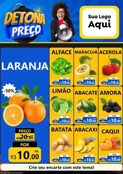 Modelo de Encarte para Encarte A4 Vertical com o tema Detona Preços para Hortifrúti