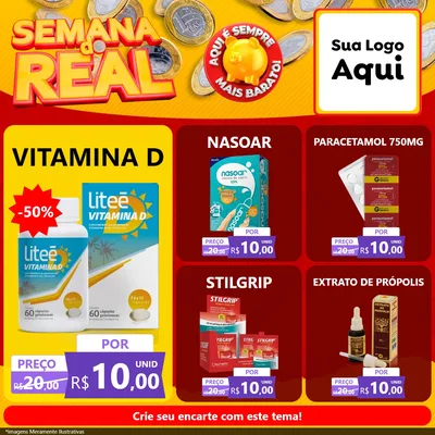 Modelo de Rede Social para Feed Facebook com o tema Semana do Real para Farmácia