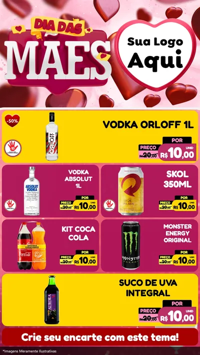 Modelo de TV para TV Vertical com o tema Dia Das Mães para Distribuidora de bebidas