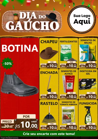 Modelo de Encarte para Encarte A4 Vertical com o tema Dia do Gaúcho para Agropecuária