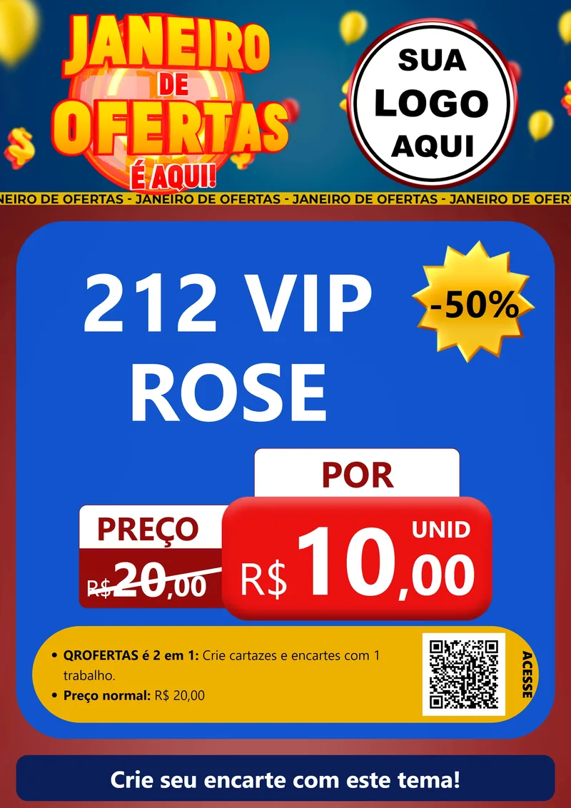 Modelo de Cartaz para Cartaz A4 Vertical com o tema Janeiro de Ofertas É Aqui! para Perfumes