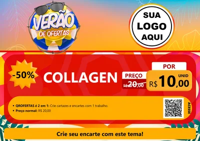 Modelo de Cartaz para Cartaz A4 Horizontal com o tema Verão de Ofertas para Suplementos alimentares