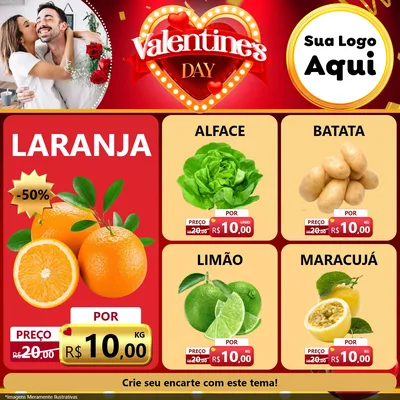 Modelo de Rede Social para Feed Facebook com o tema Valentine's Day para Hortifrúti