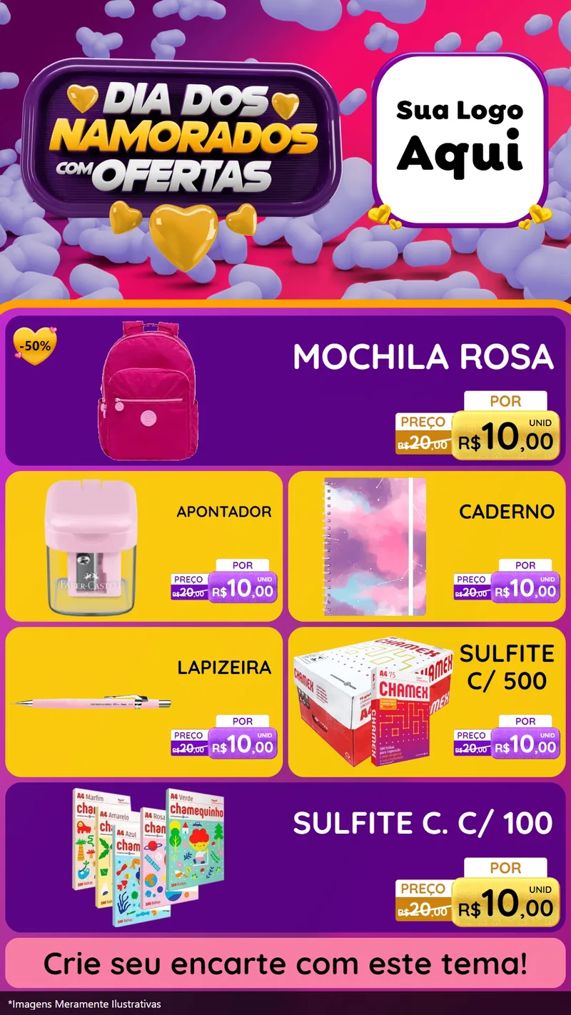 Modelo de TV para TV Vertical com o tema Dia Dos Namorados Com Ofertas para Papelaria