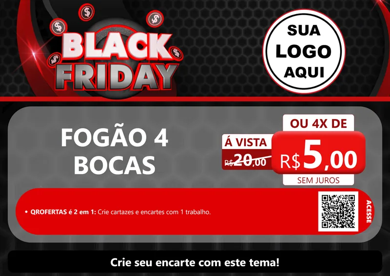 Modelo de Cartaz para Cartaz A4 Horizontal com o tema Black Friday para Móveis e Eletro