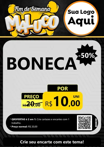 Modelo de Cartaz para Cartaz A4 Vertical com o tema Fim de Semana Maluco para Brinquedos