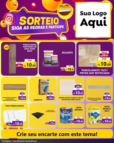 Modelo de Rede Social para Feed Instagram com o tema Sorteio para Pisos e revestimentos