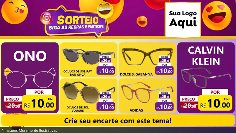 Modelo de TV para TV Horizontal com o tema Sorteio para Óticas