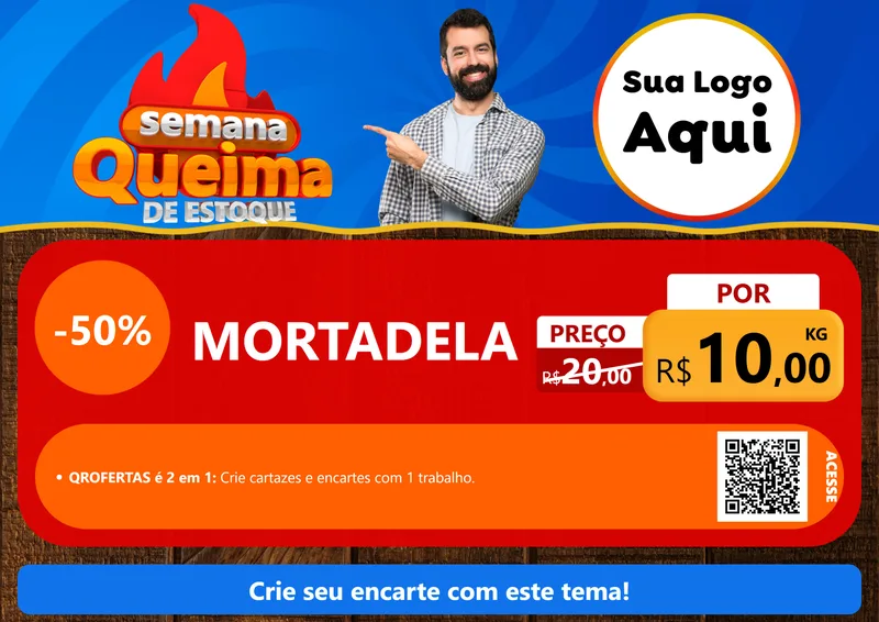 Modelo de Cartaz para Cartaz A4 Horizontal com o tema Semana Queima de Estoque para Frios e Laticínios