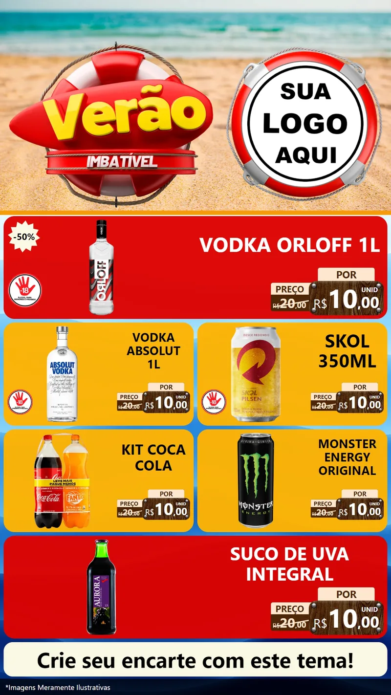 Modelo de TV para TV Vertical com o tema Verão Imbatível para Distribuidora de bebidas