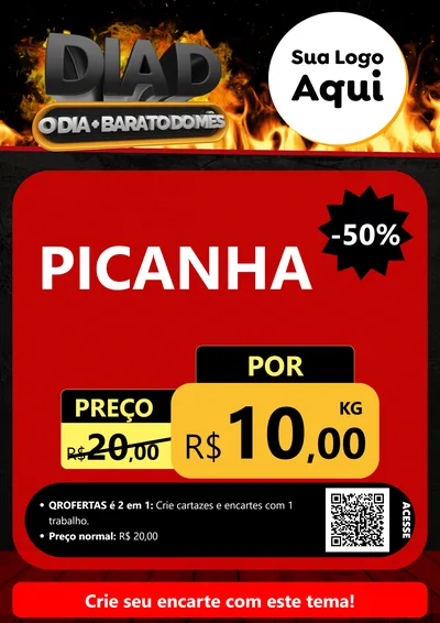 Modelo de Cartaz para Cartaz A4 Vertical com o tema Dia D, O Dia Mais Barato Do Mês para Açougue