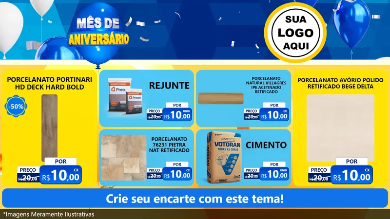 Modelo de TV para TV Horizontal com o tema Mês de Aniversário para Pisos e revestimentos