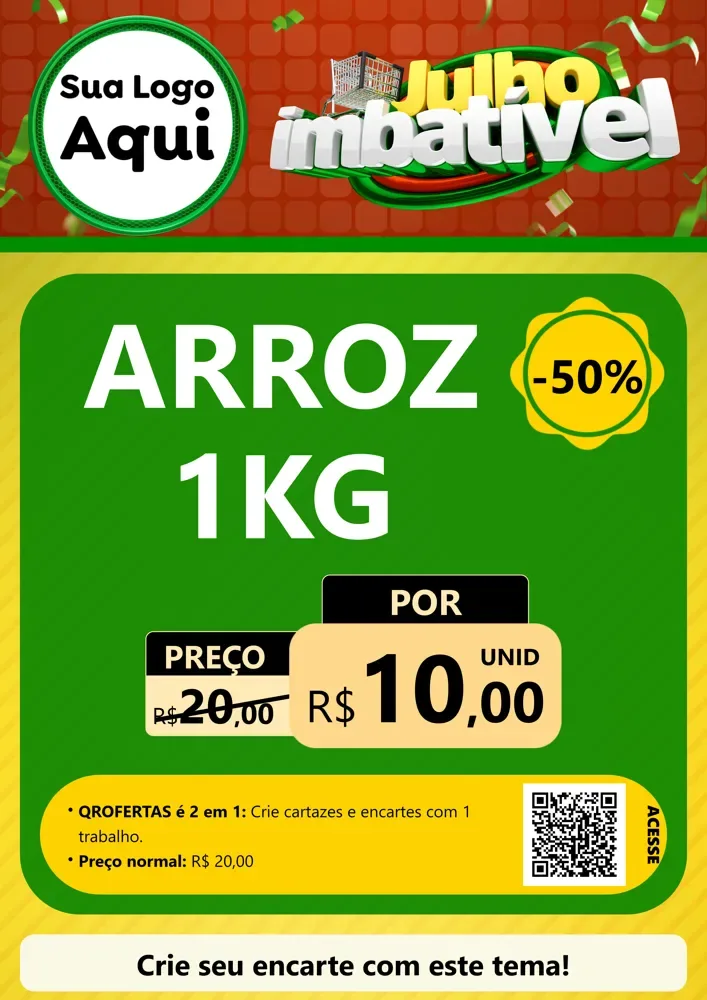 Modelo de Cartaz para Cartaz A4 Vertical com o tema Julho Imbatível para Supermercado