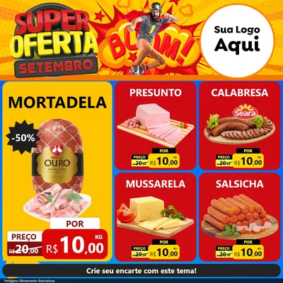Modelo de Rede Social para Feed Facebook com o tema Super Oferta Setembro para Frios e Laticínios