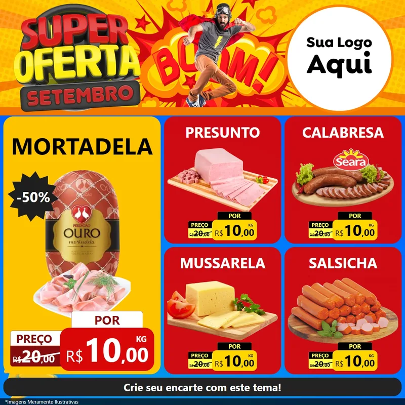 Modelo de Rede Social para Feed Facebook com o tema Super Oferta Setembro para Frios e Laticínios
