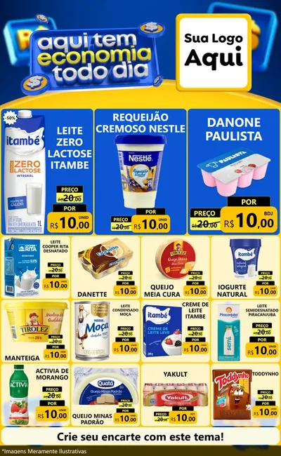 Modelo de Encarte para Encarte Grande com o tema Aqui Tem Economia Todo Dia para Frios e Laticínios