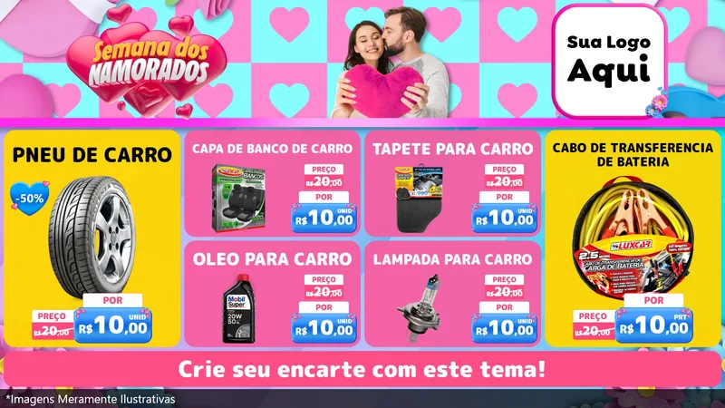 Modelo de TV para TV Horizontal com o tema Semana dos Namorados para Auto peças