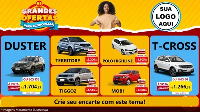 Modelo de TV para TV Horizontal com o tema Grandes Ofertas Para Economizar! para Concessionaria de Carros