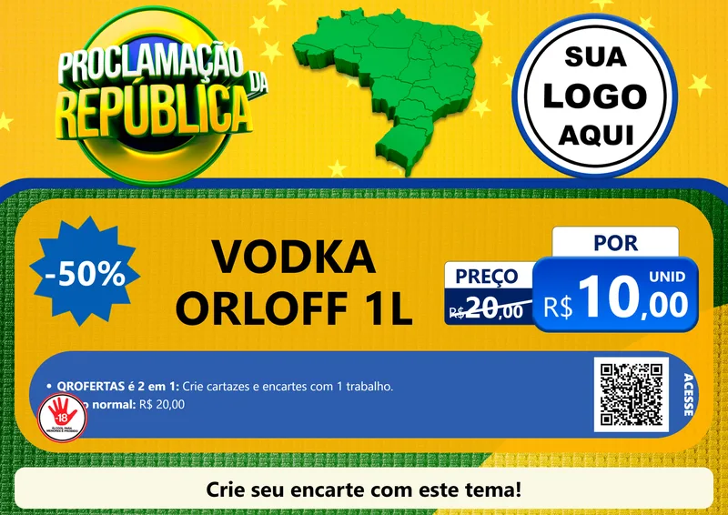 Modelo de Cartaz para Cartaz A4 Horizontal com o tema Proclamação da República para Distribuidora de bebidas