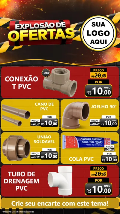 Modelo de TV para TV Vertical com o tema Explosão de Ofertas para Tubos e conexões