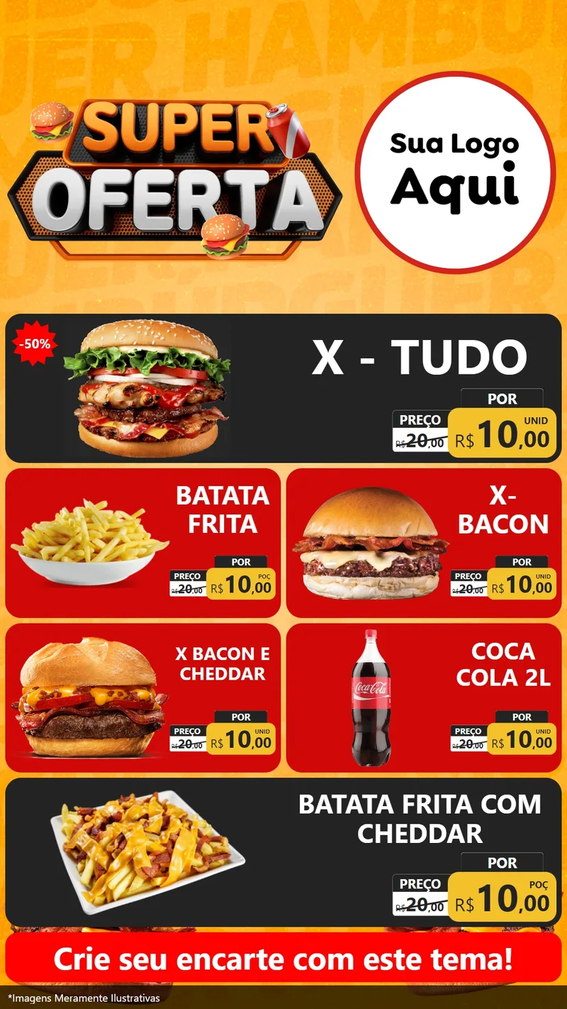 Modelo de TV para TV Vertical com o tema Super Oferta - Lanches para Hamburgueria