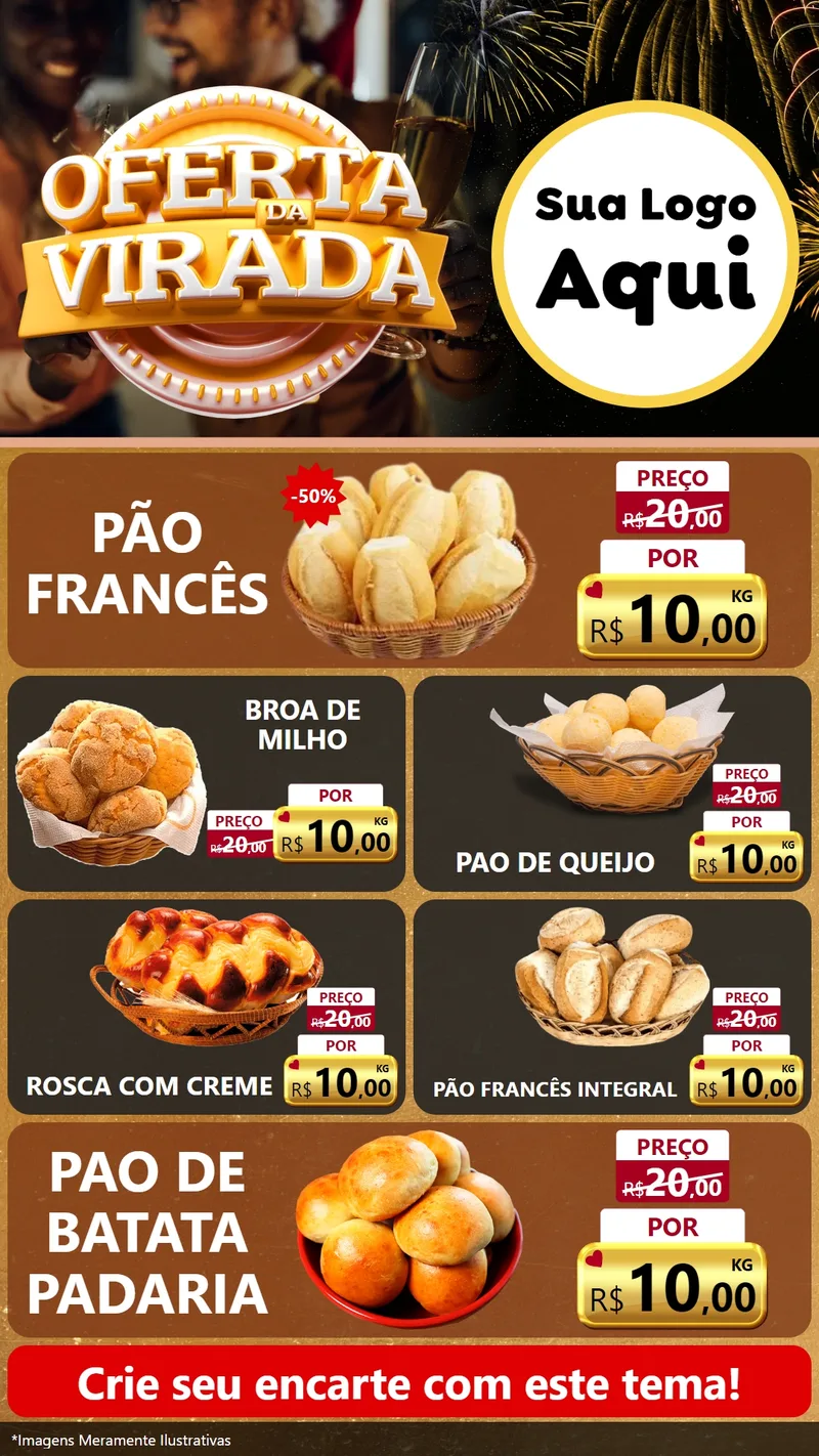 Modelo de TV para TV Vertical com o tema Oferta da Virada para Padaria