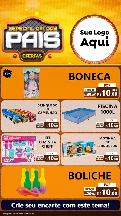 Modelo de TV para TV Vertical com o tema Especial Dia dos Pais para Brinquedos