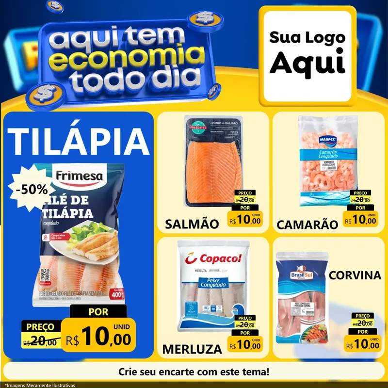 Modelo de Rede Social para Feed Facebook com o tema Aqui Tem Economia Todo Dia para Peixaria