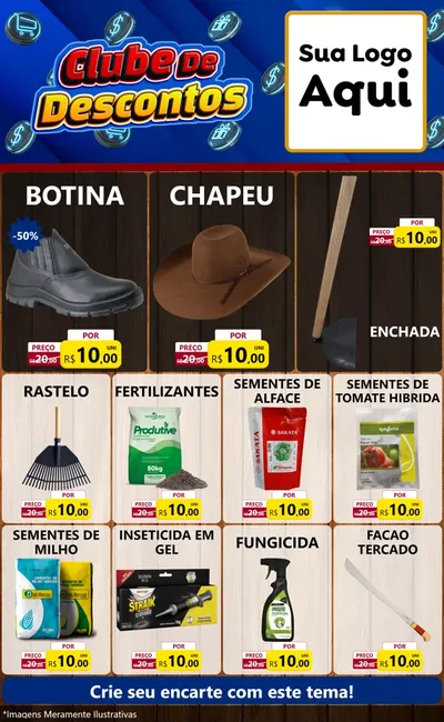 Modelo de Encarte para Encarte Grande com o tema Clube de Descontos para Agropecuária