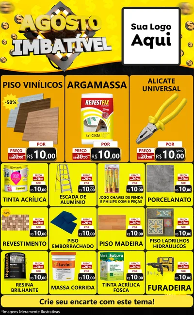 Modelo de Encarte para Encarte Grande com o tema Agosto Imbatível para Material para Construção