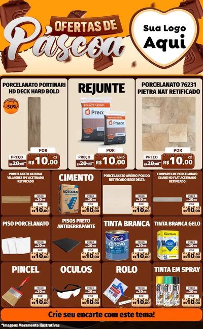 Modelo de Encarte para Encarte Grande com o tema Ofertas de Páscoa para Pisos e revestimentos
