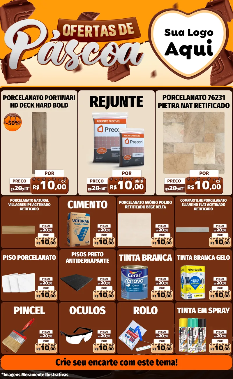 Modelo de Encarte para Encarte Grande com o tema Ofertas de Páscoa para Pisos e revestimentos