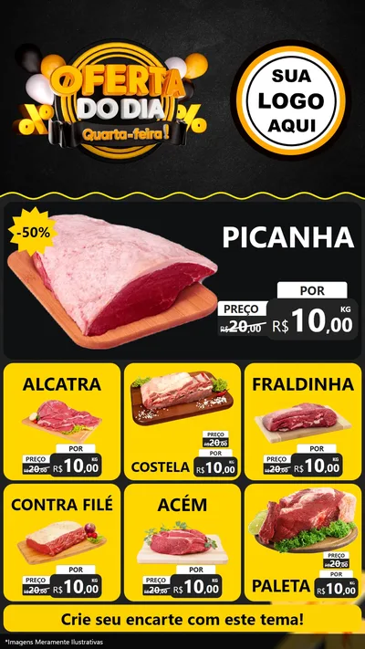 Modelo de Rede Social para Stories com o tema Oferta do Dia - Quarta Feira! para Açougue