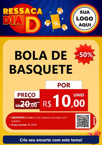 Modelo de Cartaz para Cartaz A4 Vertical com o tema Ressaca Dia D para Artigos Esportivos