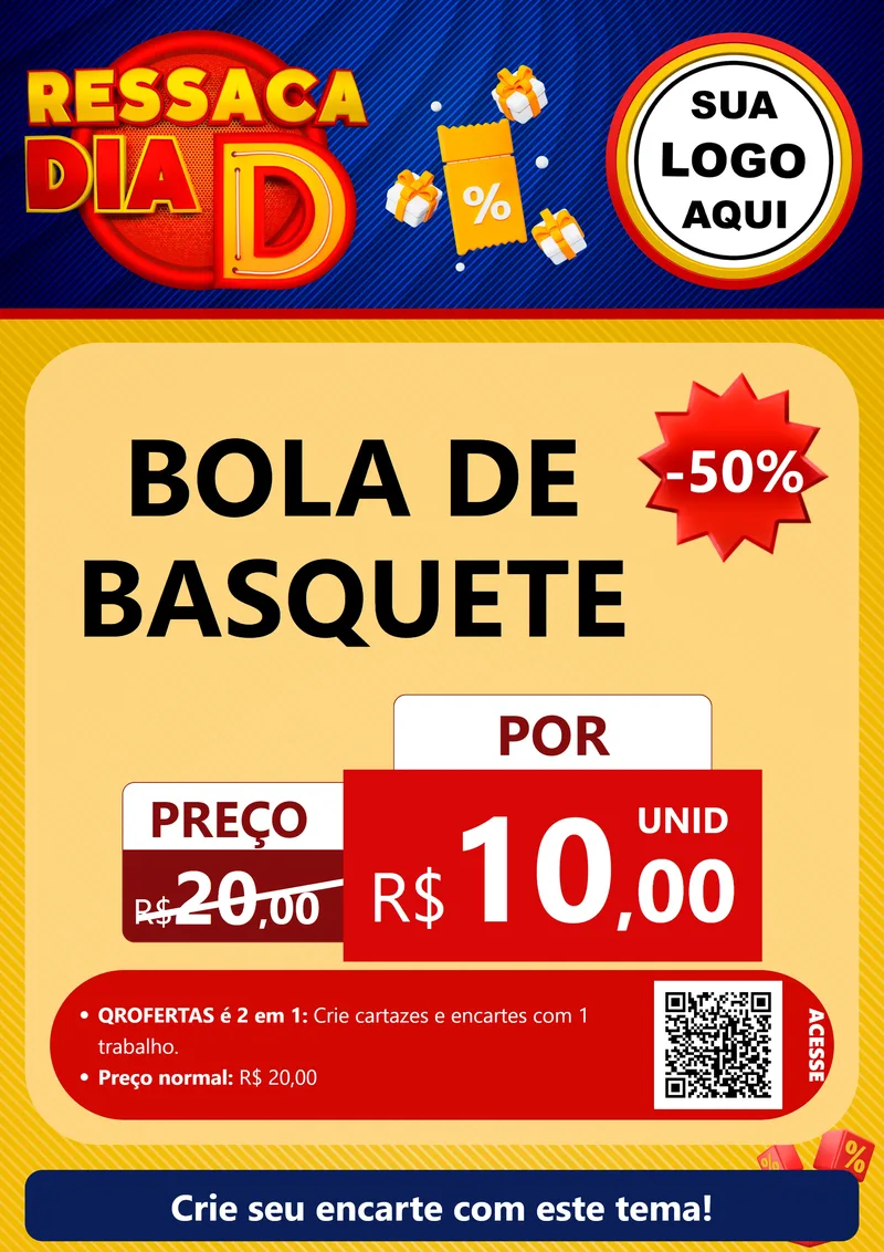 Modelo de Cartaz para Cartaz A4 Vertical com o tema Ressaca Dia D para Artigos Esportivos