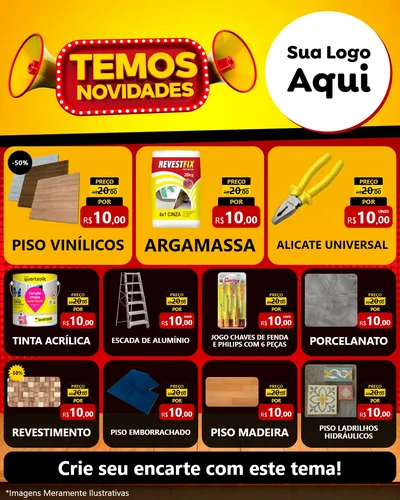 Modelo de Rede Social para Feed Instagram com o tema Temos Novidades para Material para Construção