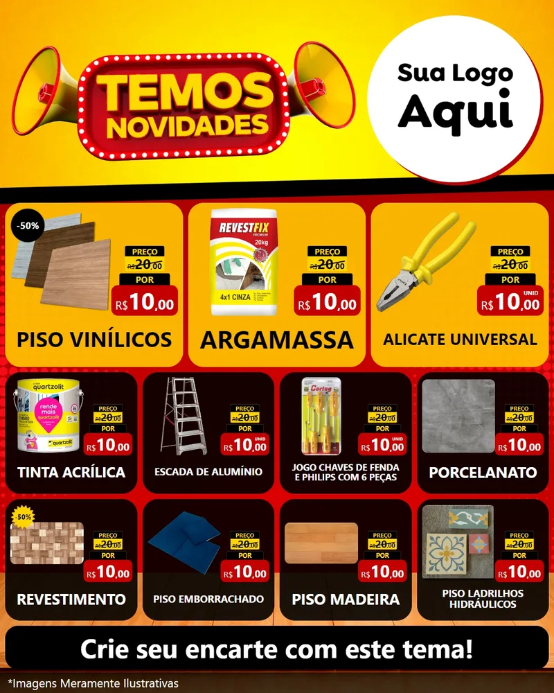 Modelo de Rede Social para Feed Instagram com o tema Temos Novidades para Material para Construção