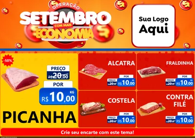 Modelo de Encarte para Encarte A4 Horizontal com o tema Operação Setembro Com Muita Economia para Açougue