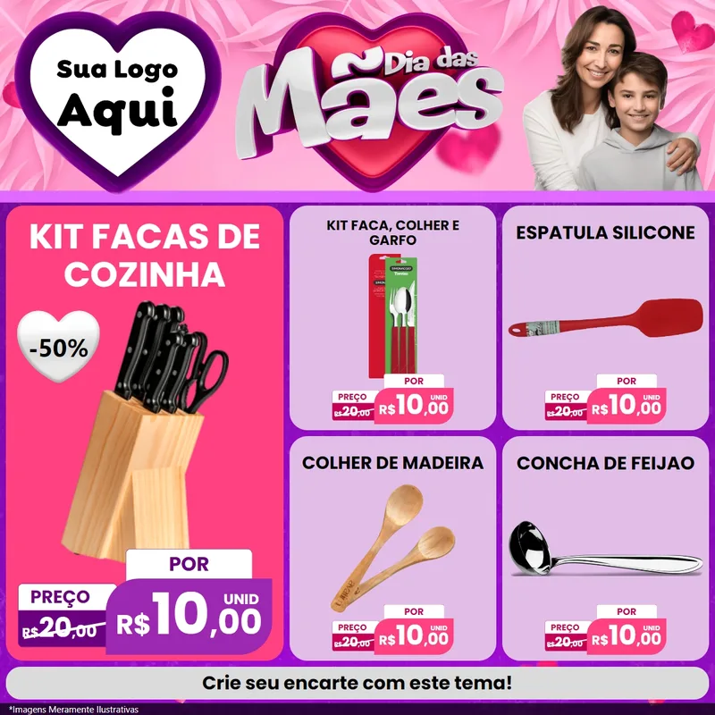 Modelo de Rede Social para Feed Facebook com o tema Dia das Mães para Utilidades Domésticas