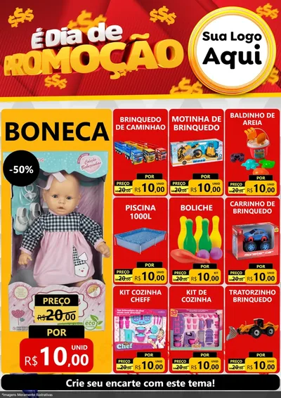 Modelo de Encarte para Encarte A4 Vertical com o tema É Dia De Promoção para Brinquedos