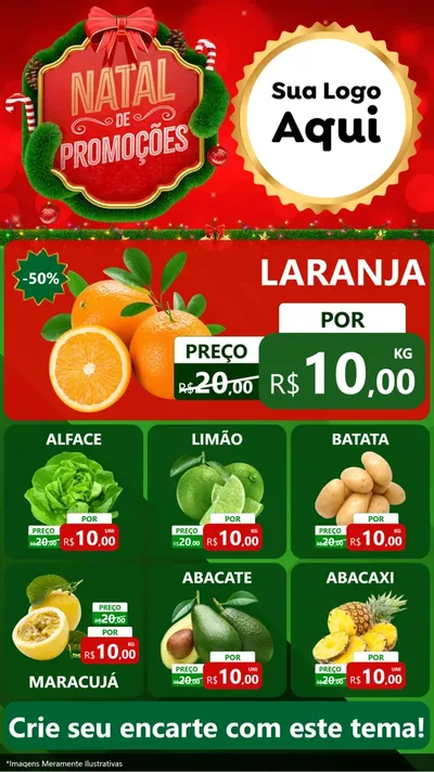 Modelo de Rede Social para Stories com o tema Natal de Promoções para Hortifrúti
