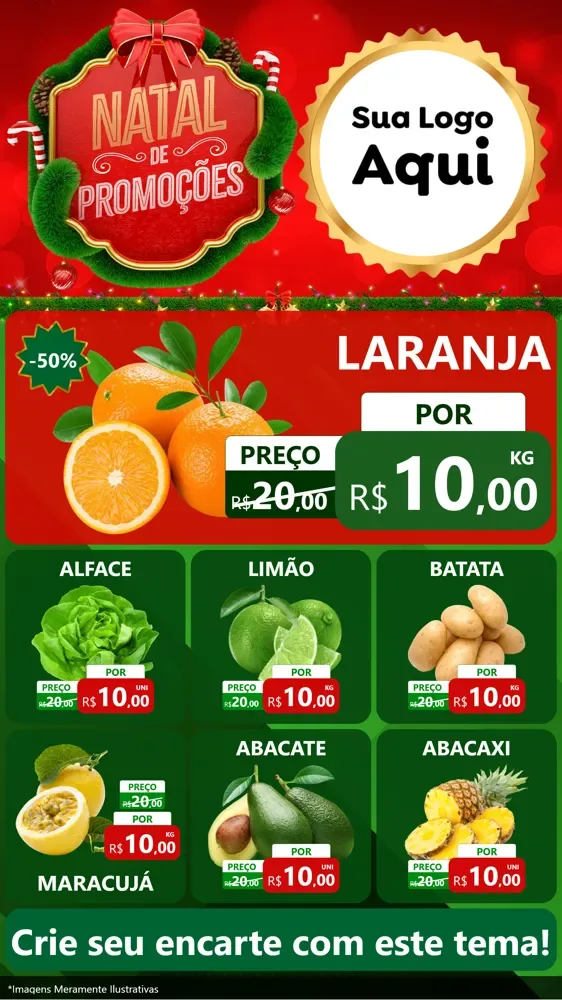 Modelo de Rede Social para Stories com o tema Natal de Promoções para Hortifrúti