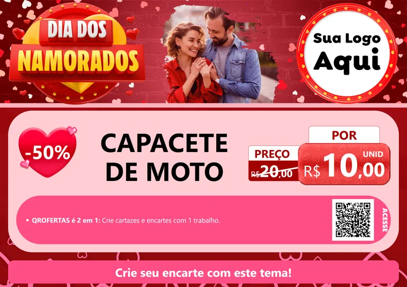 Modelo de Cartaz para Cartaz A4 Horizontal com o tema Dia Dos Namorados para Moto peças
