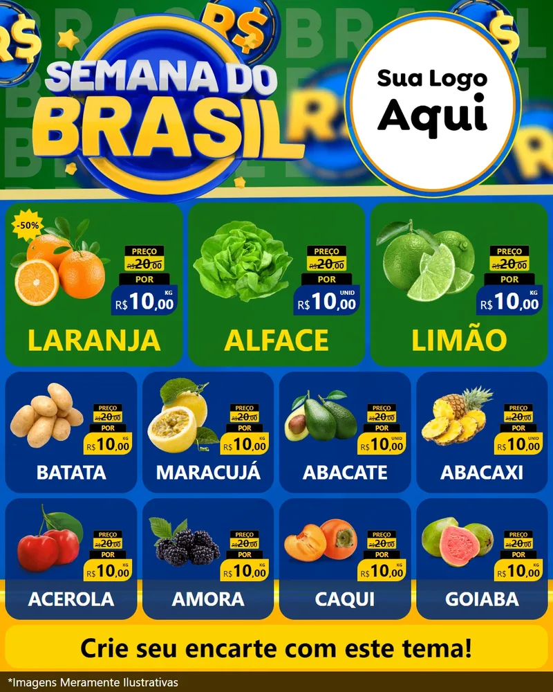 Modelo de Rede Social para Feed Instagram com o tema Semana Do Brasil para Hortifrúti