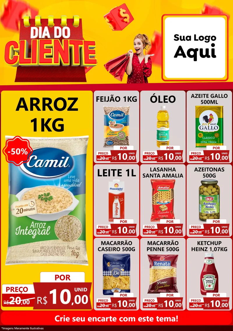 Modelo de Encarte para Encarte A4 Vertical com o tema Dia do Cliente para Supermercado