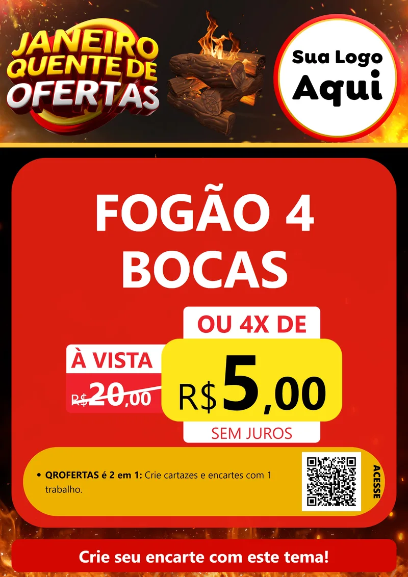 Modelo de Cartaz para Cartaz A4 Vertical com o tema Janeiro Quente de Ofertas para Móveis e Eletro