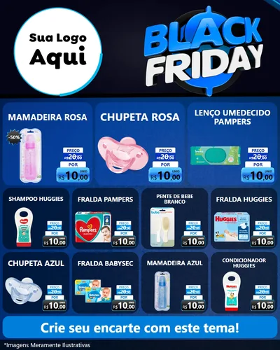 Modelo de Rede Social para Feed Instagram com o tema Black Friday para Bebês